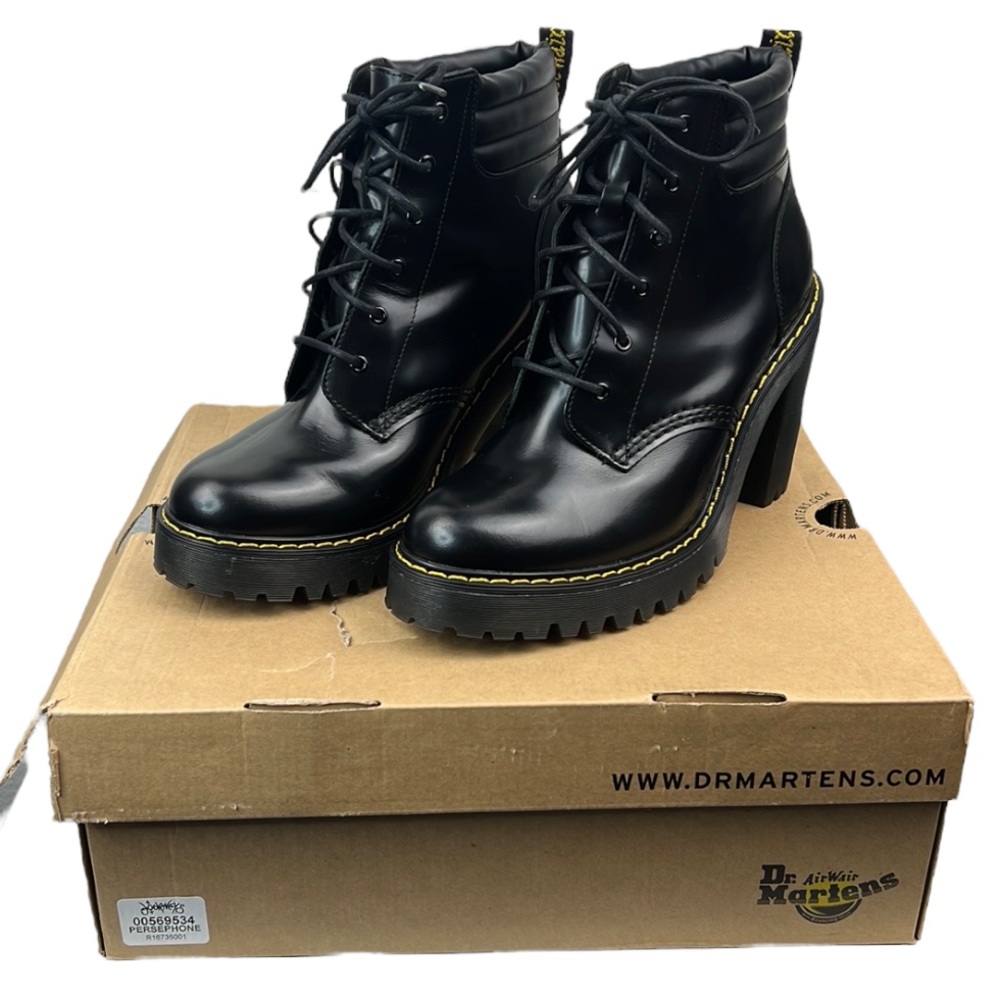 Dr. Martens Persephone black heeled boots size 9 Discontinued style